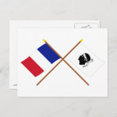 フランスとラ・コルセの交差国旗 ポストカード (正面/裏面)