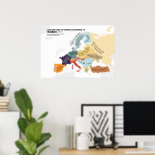 フランスによるヨーロッパの料理の地図 ポスター (ホームオフィス)