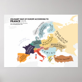 フランスによるヨーロッパの料理の地図 ポスター