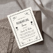 フランスのおもしろいハンドドローお洒落リハーサル 招待状