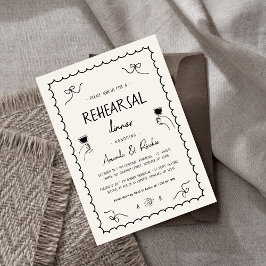 フランスのおもしろいハンドドローお洒落リハーサル 招待状