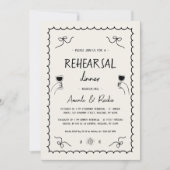 フランスのおもしろいハンドドローお洒落リハーサル 招待状 (正面)