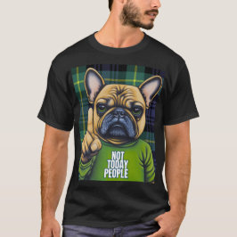 フランスのおもしろい愛犬家用スタイリッシュBulldog Plaid Tシャツ
