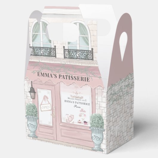 フランスのお菓子屋さん ピンクのギフトボックス フェイバーボックス (オープン)