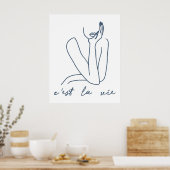 フランスのしゃれているC'est la Vie Poster ポスター (キッチン)