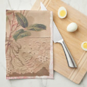 フランスのでビクトリアンなピンクのバラ キッチンタオル (四つ折り)