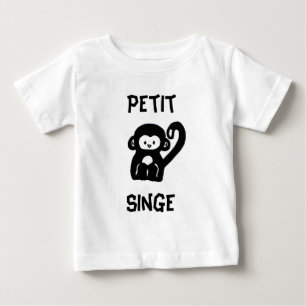 フランスので小さい猿のベビーのTシャツ ベビーTシャツ