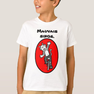 フランスので悪い猿のワイシャツ Tシャツ
