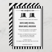 フランスので華美なヴィンテージのシルクハットの陽気な結婚式の招待 招待状 (正面/裏面)