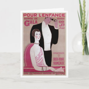 "フランスのなお祭り"のアールデコのヴィンテージPOSTERARTの挨拶 カード