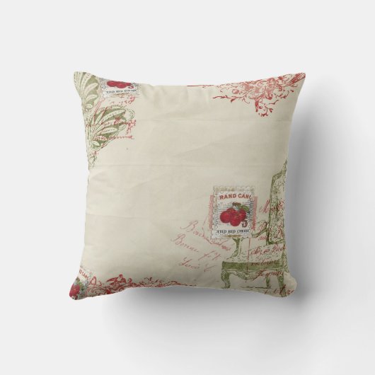 フランスのなさくらんぼの枕 クッション (裏面)