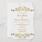 フランスのなアールデコのアイボリーのホワイトゴールドホイルの結婚式 招待状 (裏面)