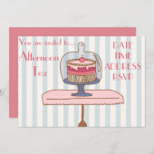 フランスのなアールデコの午後のハイティーのパーティー 招待状 (正面/裏面)