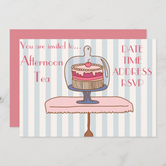 フランスのなアールデコの午後のハイティーのパーティー 招待状 (正面/裏面)