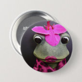 フランスのなカエルボタンピン 缶バッジ (正面&裏面)