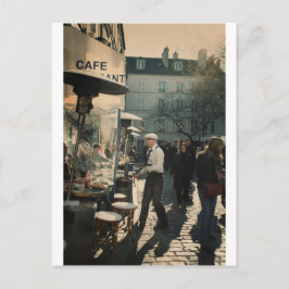 フランスのなカフェのウェイター ポストカード