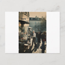 フランスのなカフェのウェイター ポストカード