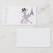 フランスのなカフェの女の子の名刺 名刺 (正面/裏面)