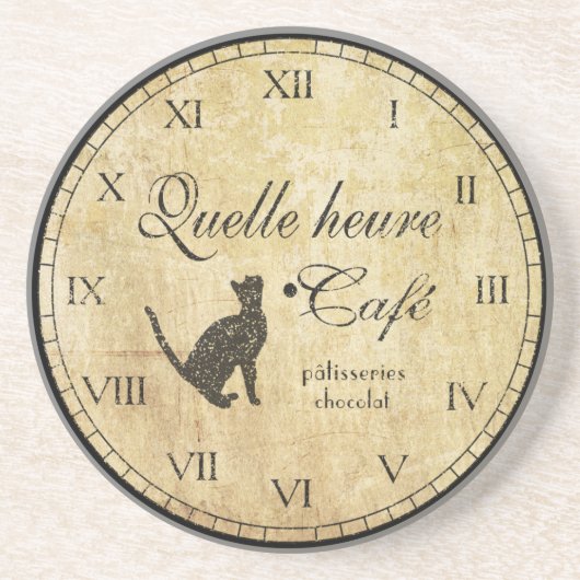 フランスのなカフェの時計のコースター コースター (正面)