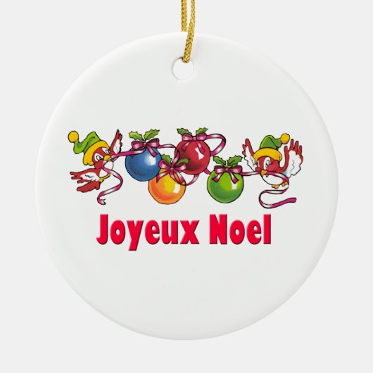 フランスのなクリスマスの鳥 セラミックオーナメント (正面)