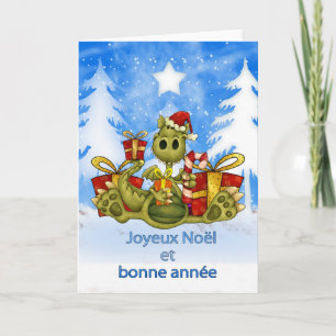 フランスのなクリスマスカード-かわいいドラゴン- Joyeux Noël シーズンカード