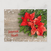 フランスのなクリスマス-赤いポインセチア シーズンポストカード (正面)