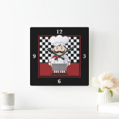 フランスのなシェフ スクエア壁時計 (ホーム)