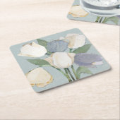 フランスのなチューリップ スクエアペーパーコースター (アングル)