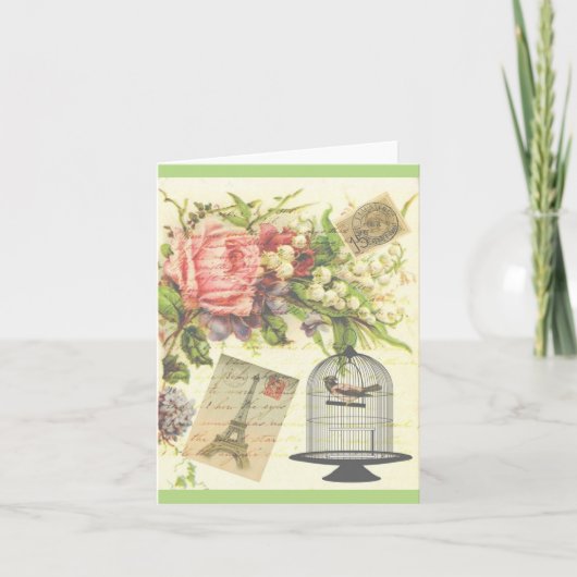 フランスのなテーマのヴィンテージのパリのメッセージカード カード (正面)