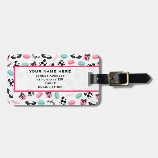 フランスのなテーマの荷物のラベル ラゲッジタグ (正面横)