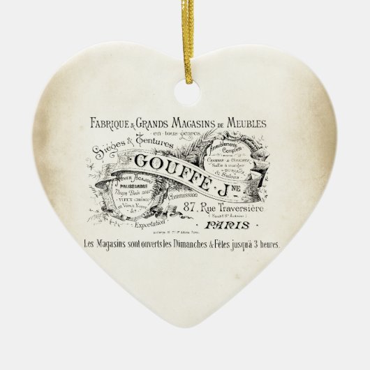 フランスのなデパートの印 セラミックオーナメント (正面)