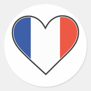 フランスのなハートの旗 ラウンドシール