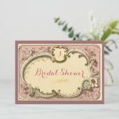 フランスのなパリのヴィンテージの花柄のブライダルシャワー 招待状 (スタンド正面)
