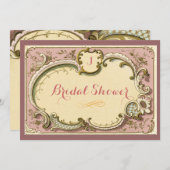 フランスのなパリのヴィンテージの花柄のブライダルシャワー 招待状 (正面/裏面)
