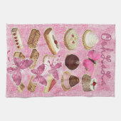 フランスのなパン屋のペストリーのクッキーのケーキのデザート キッチンタオル (横)