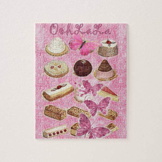 フランスのなパン屋のペストリーのクッキーのケーキのデザート ジグソーパズル (縦)