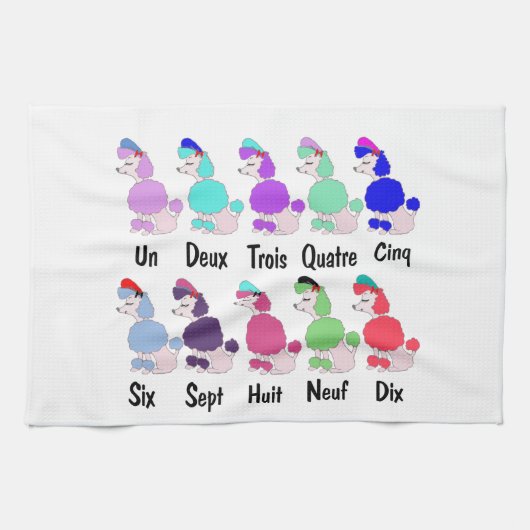 フランスのなプードルのカウント キッチンタオル (横)