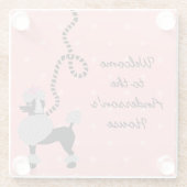 フランスのなプードルのスカートのレトロのピンクの黒50sのカスタム ガラスコースター (裏面)