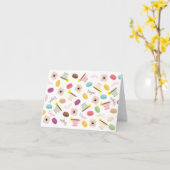 フランスのなマカロンのアネモネ及びTeacupsNotecard カード (黄色い花)