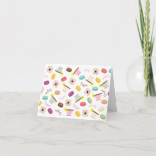 フランスのなマカロンのアネモネ及びTeacupsNotecard カード