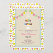 フランスのなマカロンの誕生日の招待状 招待状 (正面/裏面)