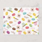 フランスのなマカロンAnemome及びティーカップ平らなNotecards ノートカード (裏面)