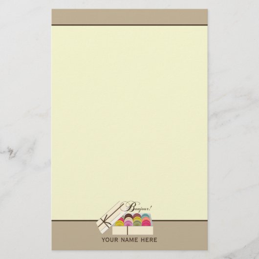 フランスのなマカロンBonjour! パーソナライズな文房具 便箋 (正面)