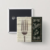 フランスのなメニューおよびフォーク 缶バッジ (正面&裏面)