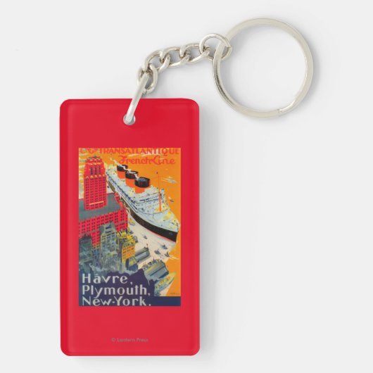 フランスのなライン旅行ポスター、プリマス、NYへのハバー キーホルダー (裏面)