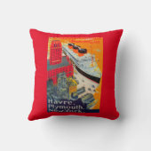 フランスのなライン旅行ポスター、プリマス、NYへのハバー クッション (裏面)