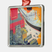 フランスのなライン旅行ポスター、プリマス、NYへのハバー メタルオーナメント (左)