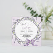 フランスのなラベンダーの花のリースの水彩画nの原稿 招待状 (スタンド正面)