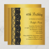 フランスのなレースの誕生日の招待状の金ゴールド 招待状 (正面/裏面)