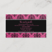 フランスのなローズピンクの宝石で飾られたダマスク織犬のグルーミングかスパ 名刺 (裏面)